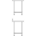 Vogue Edelstahl Arbeitstisch mit Aufkantung und Regalboden 60 x 60cm