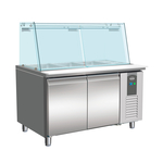 Combisteel Standard Line 700 Kühltisch mit Glas 2 Türen  3X 1/1 + 3X 1/6 Gn Behälter