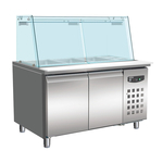 Combisteel Standard Line Bäckerei Kühltisch mit Glas 2 Türen  4X 1/1 Gn Behälter
