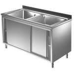 Prismafood Spülschrank 1,4m - 2 Becken  mittig L50xB40xT25cm STD