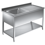 Prismafood Spültisch mit Grundboden 1,2m - 1 Becken  links L50xB50xT30cm STD