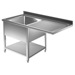Prismafood Spülmaschinen Spültisch 1,2m - 1 Becken  links L50xB40xT25cm STD
