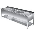 Prismafood Spültisch mit Grundboden 2,0m - 2 Becken  mittig L50xB40xT25cm STD