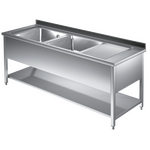 Prismafood Spültisch mit Grundboden 1,6m - 2 Becken  links L40xB40xT25cm STD