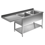 Prismafood Spülmaschinen Spültisch 2,0m-2 Becken  rechts L60xB50xT30cm STD