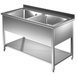 Prismafood Spültisch mit Grundboden 1,2m - 2 Becken  mittig L50xB50xT30cm STD
