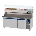 Prismafood Kühltisch 4 Türen  Schaukasten GN 1/3 Kapazität: 816 lt Temperatur: 0°C/+10°C