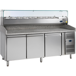 Prismafood Pizzakühltisch 3 Türen Kapazität: 565 lt