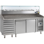 Prismafood Pizzakühltisch 2 Türen 7 Schubladen Kapazität: 230 lt