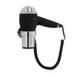 Aliseo Hotel Haartrockner Chromo mit Schweizer Stecker & Ring-Wandhalterung, Ausführung: mit Schweizer Stecker, Wandhalterung: Mit Ring-Wandhalterung