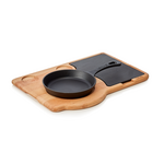 WAS Germany Servierplatte Holz/Gusseisen 