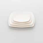 6 Coup-Teller, eckig, cremeweißes Hotelporzellan, Serie Liguria A, Stalgast, 250 x 250 mm