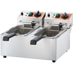 Doppel-Fritteuse CATERINA mit Kaltzone, Edelstahl, Elektro, 2x 6 Liter, 2x 2 kW, 230V