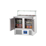 Stalgast Edelstahl Pizzatisch, 2-türig, mit Kühlaufsatz 5x GN1/6, Serie Starline