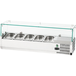 Stalgast Edelstahl-Kühlaufsatzvitrine für 5 x GN1/4, statische Kühlung