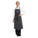 Chef Works Premium Woven Bib Apron Marineblau und Weiß gestreift