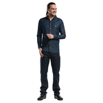 Chaud Devant Herrenkochhemd lange Ärmel blauer Denim 3XL