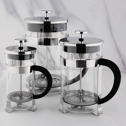 Olympia French Press Edelstahl und Glas 1,5L