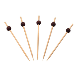 Sier Einweg-Picker Bambus mit schwarzem Ball 120mm (250 Stück)