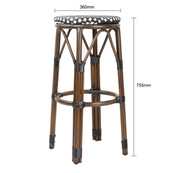 Bolero Pariser Stil PE Rattan Barhocker Schwarzer Punktmix (2 Stück)