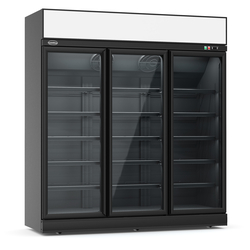 Combisteel Kühlschrank 3 Glastüren Schwarz Ins-1530R Bl