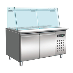 Combisteel Standard Line Bäckerei Kühltisch mit Glas 2 Türen  4X 1/1 Gn Behälter