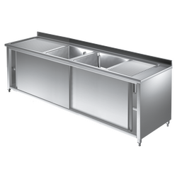 Prismafood Spülschrank 2,0m - 2 Becken  mittig L50xB50xT30cm STD