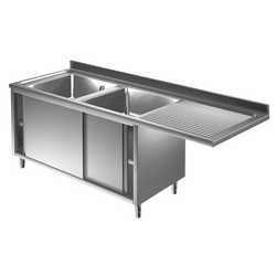 Prismafood Spülmaschinen Spülschrank 2,0m - 2 Becken  links L60xB50xT30cm STD