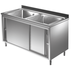 Prismafood Spülschrank 1,4m - 2 Becken  mittig L50xB50xT30cm STD