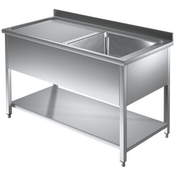 Prismafood Spültisch mit Grundboden 1,2m - 1 Becken  rechts L50xB50xT30cm STD