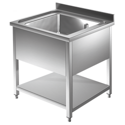 Prismafood Spültisch mit Grundboden 0,6m -  1 Becken  mittig L40xB50xT25cm STD