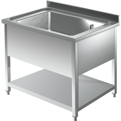 Prismafood Topf - Spültisch mit Grundboden 1,2m-1 Becken  L106xB42xT35cm STD