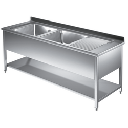 Prismafood Spültisch mit Grundboden 2 Becken STD