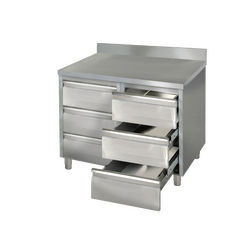 Prismafood Schubladenschrank 1,0m  - mit 6 Schubladen und Aufkantung STD