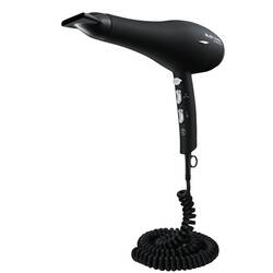 Aliseo Hotel Haartrockner Black Mambo 1875, Ausführung: mit EU-Stecker, Wandhalterung: Ohne Wandhalterung