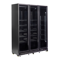Combisteel Kühlschrank 3 Glastüren Schwarz Nap-1200 Ht - mit Türheizung