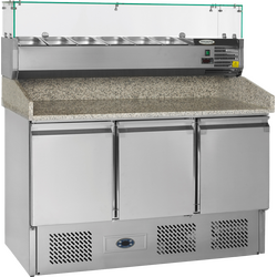 Prismafood Pizzakühltisch 3 Türen Kapazität: 368 lt