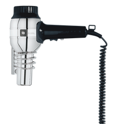 Aliseo Hotel Haartrockner Nostalgie Ionic mit Schweizer Stecker & Spiralwandhalterung, Ausführung: mit Schweizer Stecker, Wandhalterung: Mit Spiralwandhalterung