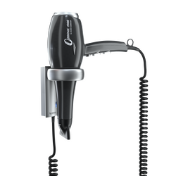 Aliseo Hotel Haartrockner CARBONIC 1900 mit Ring-Wandhalterung, Ausführung: mit EU-Stecker, Wandhalterung: Mit Ring-Wandhalterung