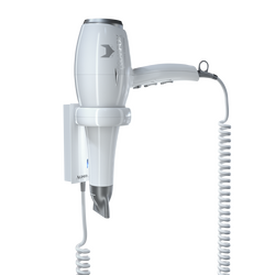 Aliseo Hotel Haartrockner Polarfox 1875 mit Ring-Wandhalterung & zusätzlichem Kabel und Stecker, Ausführung: mit EU-Stecker, Wandhalterung: Mit Ring-Wandhalterung & zusätzlichem Kabel und Stecker