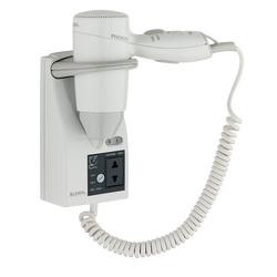 Aliseo Hotel Haartrockner Phoenix R mit zusätzlichem Kabel und Stecker, Farbe: Weiß, Wandhalterung: Mit Wandhalterung & zusätzlichem Kabel und Stecker