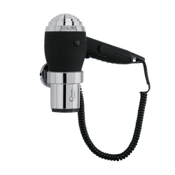 Aliseo Hotel Haartrockner Chromo mit Ring-Wandhalterung, Ausführung: mit EU-Stecker, Wandhalterung: Mit Ring-Wandhalterung