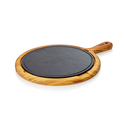 WAS Germany Servierplatte Holz/Gusseisen 