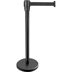 Abgrenzungsständer schwarz, Zugband schwarz, Bodendurchmesser 320 mm, Höhe 900 mm