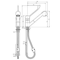 MONOLITH Mischbatterie mit Waschbrause, Einloch-Montage, Einhebelmischer