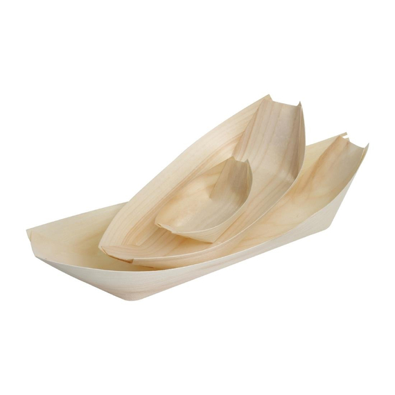 Fiesta Compostable biologisch abbaubare Holz-Schiffchen 19cm (100 Stück)