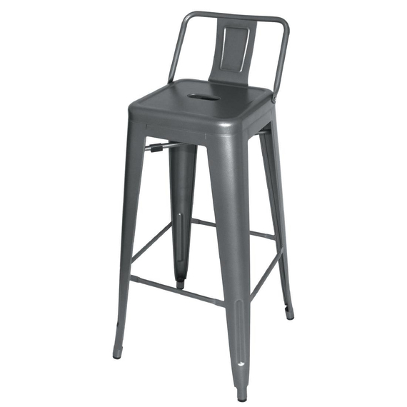 Bolero Bistro Stahlhocker mit Rückenlehne Gun Metal Grey (4 Stück), Bild 7