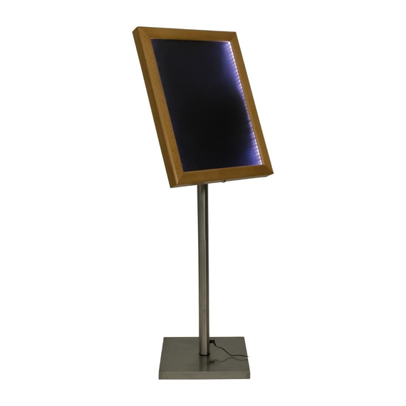 Securit Menükartenhalter mit weißen LEDs aus Teakholz 4xA4 mit Pfosten und Sockel, Bild 9