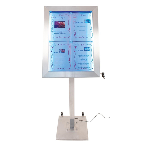 Securit Edelstahl Farbige LED 4XA4 Anzeige mit Mast und Sockel, Bild 5