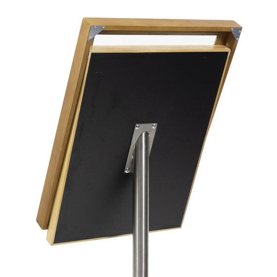 Securit Menükartenhalter mit weißen LEDs aus Teakholz 4xA4 mit Pfosten und Sockel, Bild 6